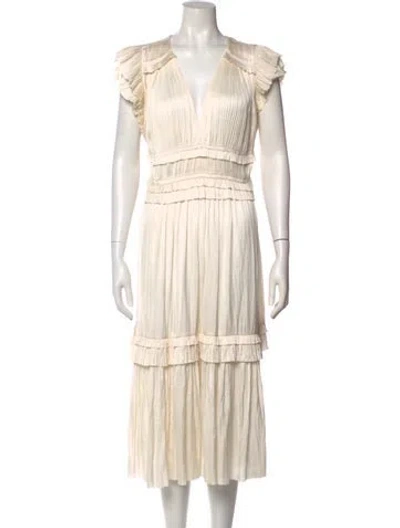 Pre-owned Ulla Johnson V-neck Midi Length Dress In Neutral