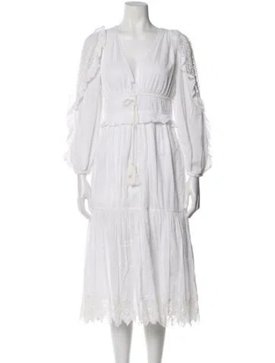 Pre-owned Ulla Johnson V-neck Midi Length Dress In Neutral