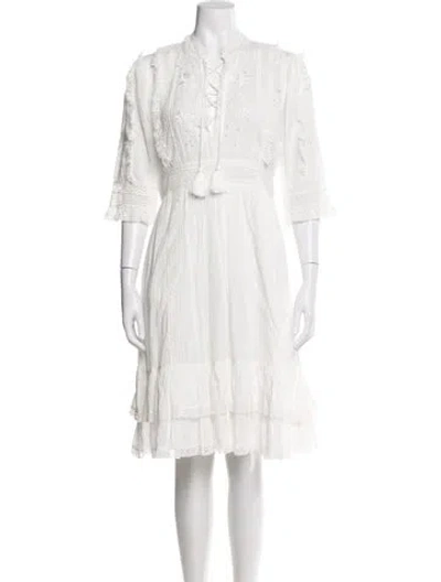 Pre-owned Ulla Johnson V-neck Midi Length Dress In Neutral