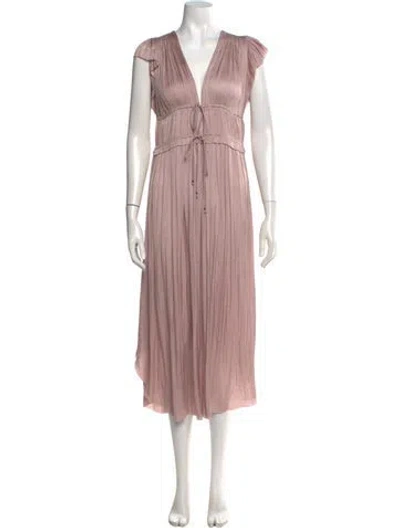 Pre-owned Ulla Johnson V-neck Midi Length Dress In Neutral