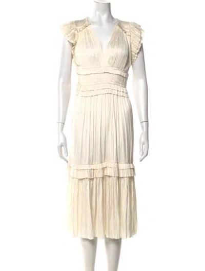 Pre-owned Ulla Johnson V-neck Midi Length Dress In Neutral
