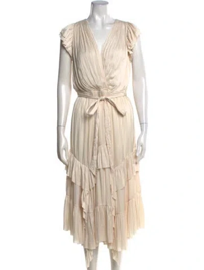 Pre-owned Ulla Johnson V-neck Midi Length Dress In Neutral
