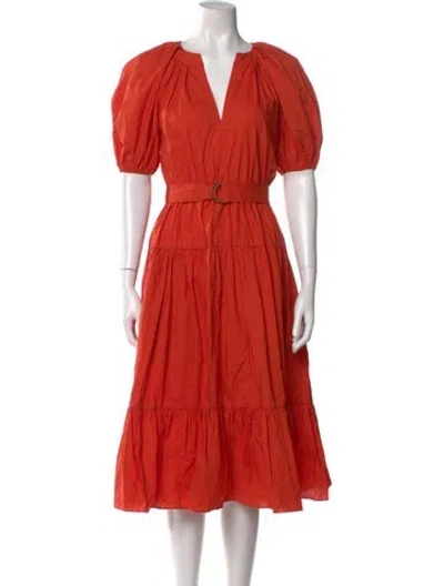 Pre-owned Ulla Johnson V-neck Midi Length Dress In Orange