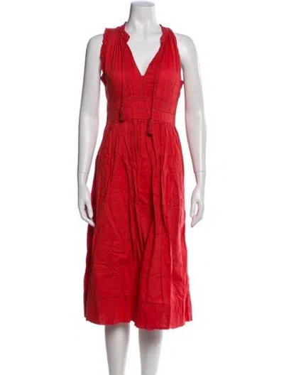 Pre-owned Ulla Johnson V-neck Midi Length Dress In Orange