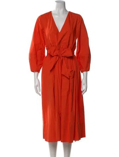 Pre-owned Ulla Johnson V-neck Midi Length Dress In Orange