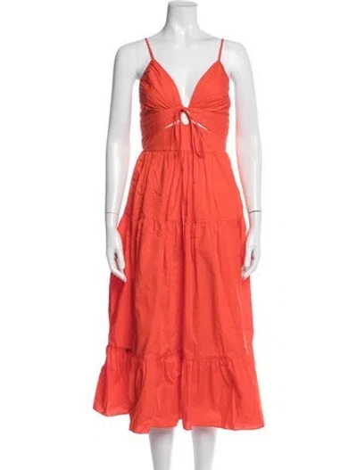 Pre-owned Ulla Johnson V-neck Midi Length Dress In Orange