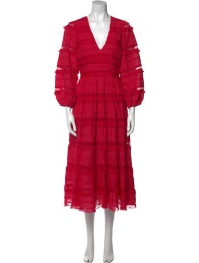 Pre-owned Ulla Johnson V-neck Midi Length Dress In Pink