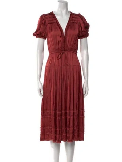 Pre-owned Ulla Johnson V-neck Midi Length Dress In Pink