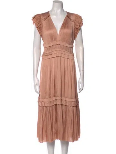 Pre-owned Ulla Johnson V-neck Midi Length Dress In Pink