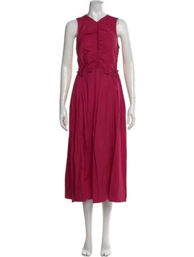 Pre-owned Ulla Johnson V-neck Midi Length Dress In Pink