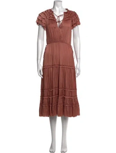 Pre-owned Ulla Johnson V-neck Midi Length Dress In Pink