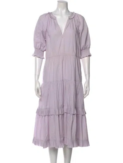 Pre-owned Ulla Johnson V-neck Midi Length Dress In Purple
