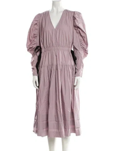 Pre-owned Ulla Johnson V-neck Midi Length Dress In Purple
