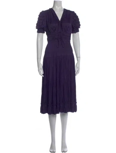Pre-owned Ulla Johnson V-neck Midi Length Dress In Purple