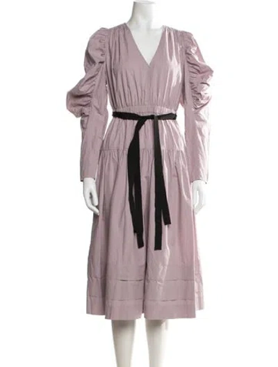 Pre-owned Ulla Johnson V-neck Midi Length Dress In Purple