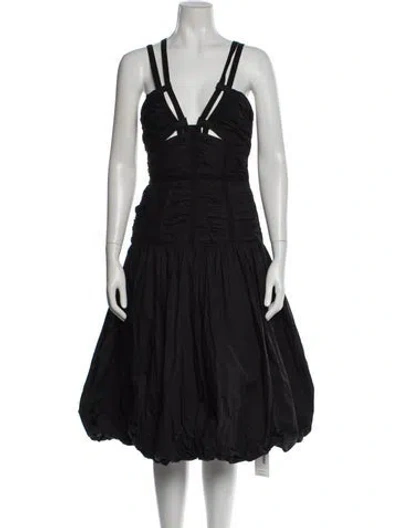 Pre-owned Ulla Johnson V-neck Midi Length Dress W/ Tags In Black