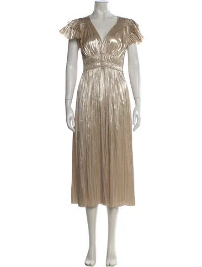 Pre-owned Ulla Johnson V-neck Midi Length Dress W/ Tags In Neutral