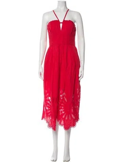 Pre-owned Ulla Johnson V-neck Midi Length Dress W/ Tags In Pink