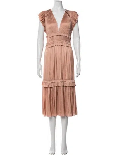 Pre-owned Ulla Johnson V-neck Midi Length Dress W/ Tags In Pink