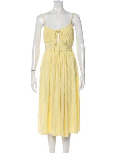 Pre-owned Ulla Johnson V-neck Midi Length Dress In Yellow