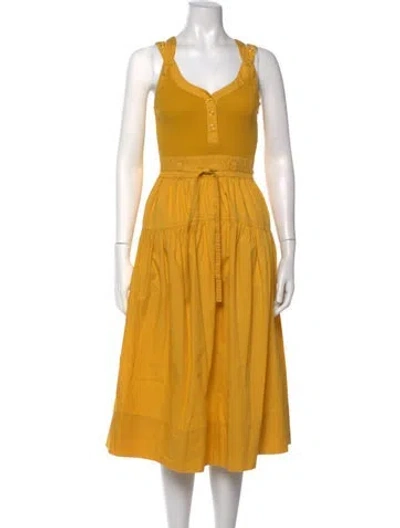 Pre-owned Ulla Johnson V-neck Midi Length Dress In Yellow