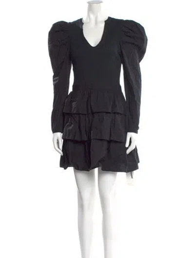 Pre-owned Ulla Johnson V-neck Mini Dress In Black