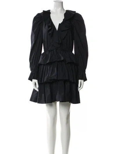 Pre-owned Ulla Johnson V-neck Mini Dress In Black