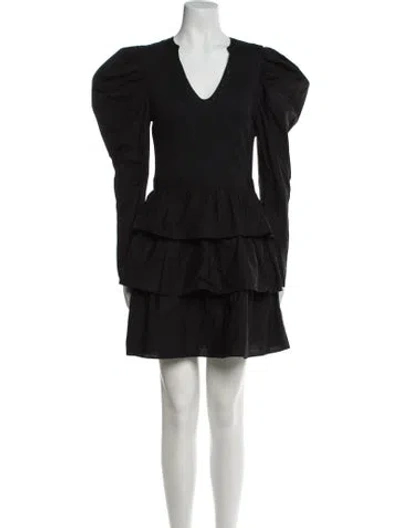 Pre-owned Ulla Johnson V-neck Mini Dress In Black