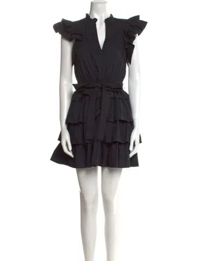 Pre-owned Ulla Johnson V-neck Mini Dress In Black