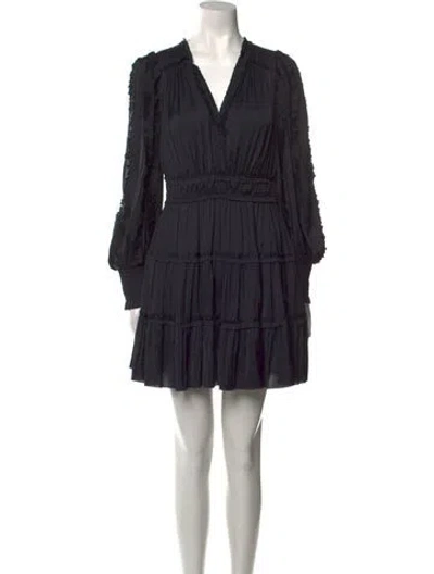 Pre-owned Ulla Johnson V-neck Mini Dress In Black