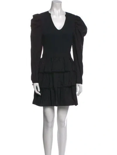Pre-owned Ulla Johnson V-neck Mini Dress In Black