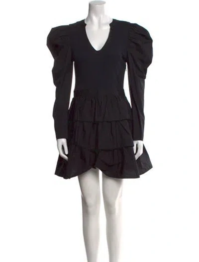 Pre-owned Ulla Johnson V-neck Mini Dress In Black