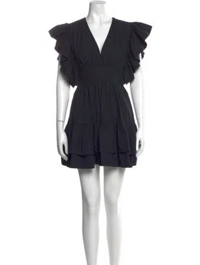 Pre-owned Ulla Johnson V-neck Mini Dress In Black