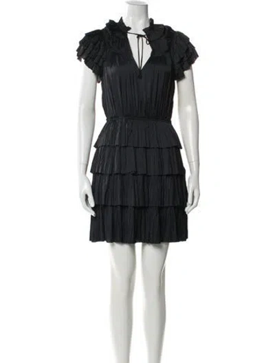 Pre-owned Ulla Johnson V-neck Mini Dress In Black