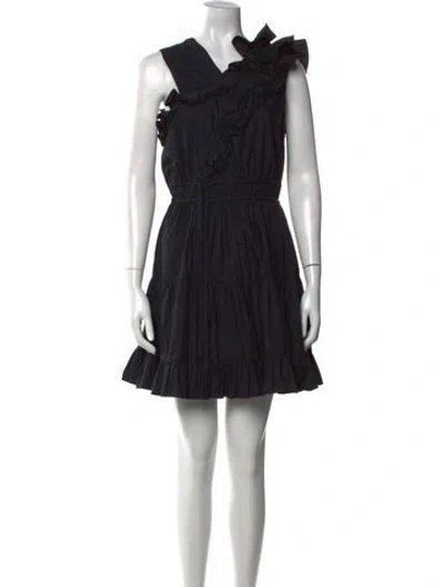 Pre-owned Ulla Johnson V-neck Mini Dress In Black