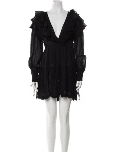 Pre-owned Ulla Johnson V-neck Mini Dress In Black