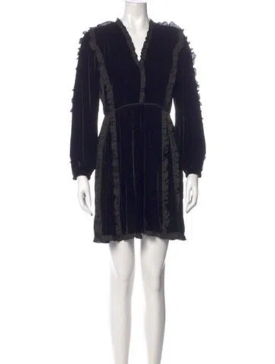 Pre-owned Ulla Johnson V-neck Mini Dress In Black
