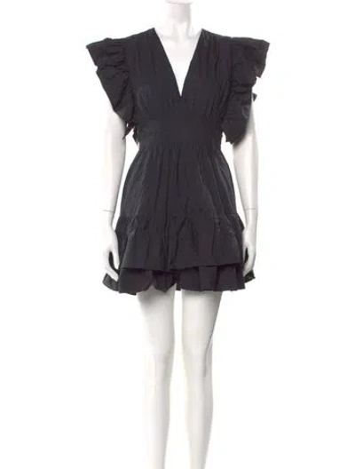 Pre-owned Ulla Johnson V-neck Mini Dress In Black
