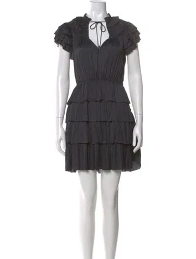 Pre-owned Ulla Johnson V-neck Mini Dress In Black