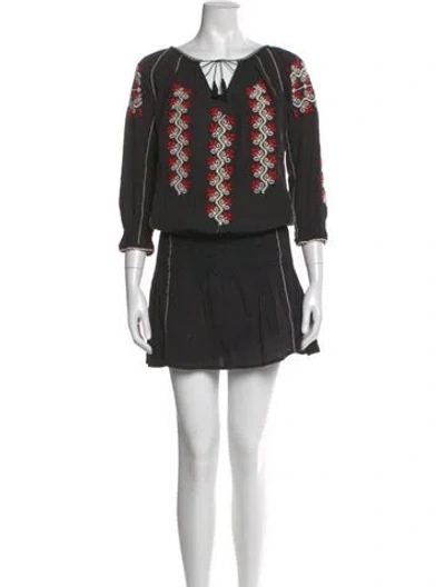 Pre-owned Ulla Johnson V-neck Mini Dress In Black