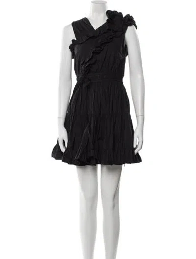 Pre-owned Ulla Johnson V-neck Mini Dress In Black