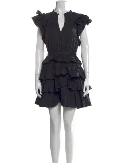 Pre-owned Ulla Johnson V-neck Mini Dress In Black