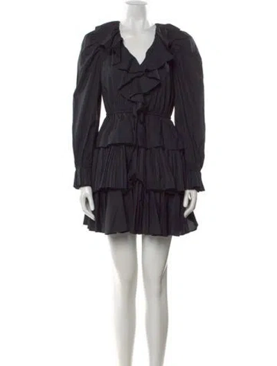 Pre-owned Ulla Johnson V-neck Mini Dress In Black