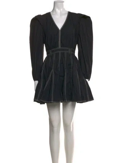 Pre-owned Ulla Johnson V-neck Mini Dress In Black