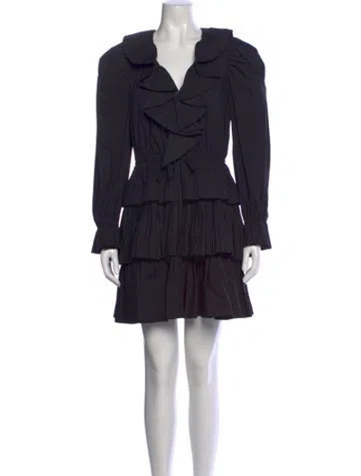 Pre-owned Ulla Johnson V-neck Mini Dress In Black