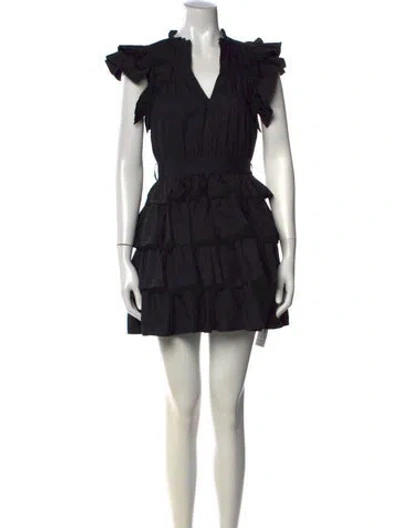 Pre-owned Ulla Johnson V-neck Mini Dress In Black
