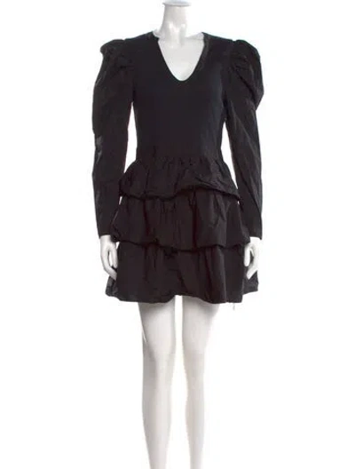 Pre-owned Ulla Johnson V-neck Mini Dress In Black