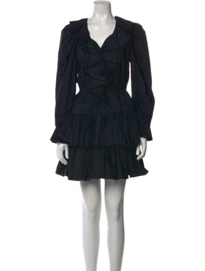 Pre-owned Ulla Johnson V-neck Mini Dress In Blue