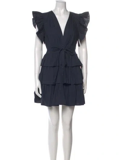 Pre-owned Ulla Johnson V-neck Mini Dress In Blue