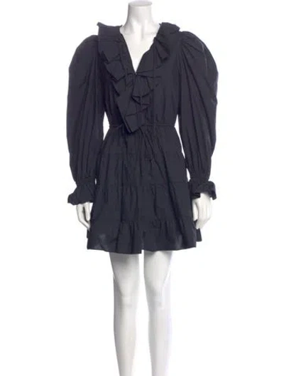 Pre-owned Ulla Johnson V-neck Mini Dress In Blue